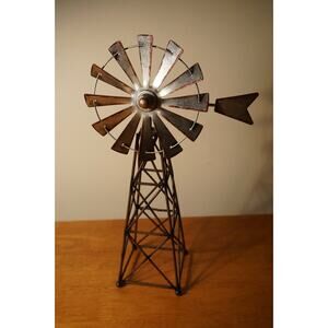 Amish Style Windmill 12" Rustic Country Primitive Metal Garden Home Decor Statue